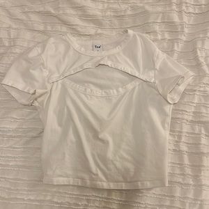 Aritzia TNA cropped top white with cut out